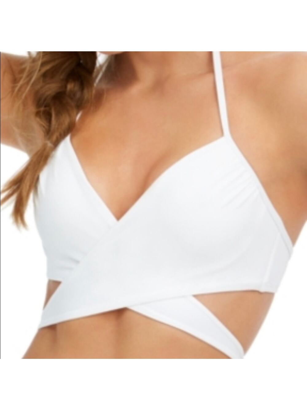 Sundazed Simone Underwire White Halter Wrap Swimsuit Top 32C New with tags
